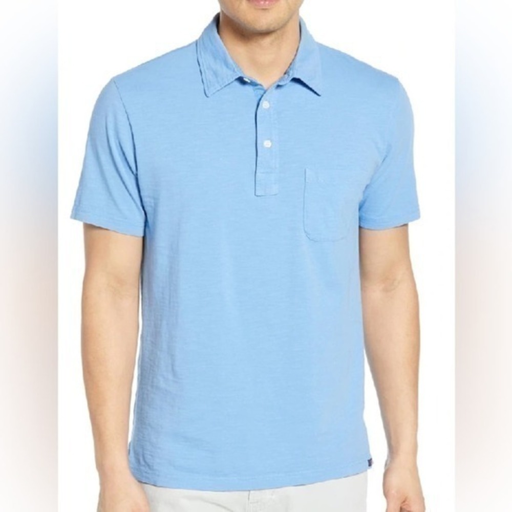 Faherty Sunwashed Azure Blue Regular Fit Polo Shirt Size XS NWT